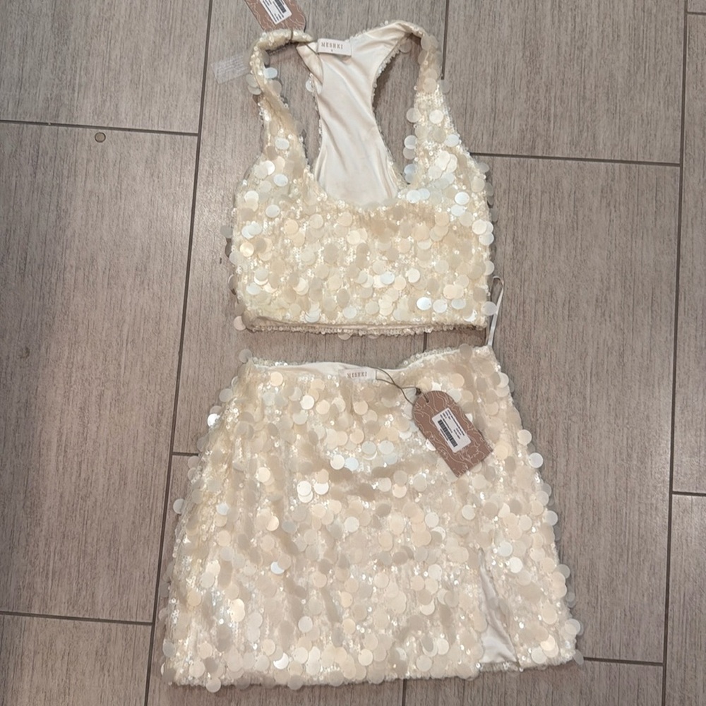 Meshki Cream Sequin Set